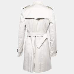 Pre Owned Burberry Pale Grey Cotton Belted Trench Coat M