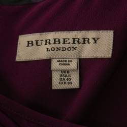 مملوكة مسبقًا Burberry Deep Purple Crepe Gathered Sheath Dress S 