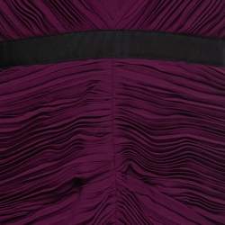 مملوكة مسبقًا Burberry Deep Purple Crepe Gathered Sheath Dress S 