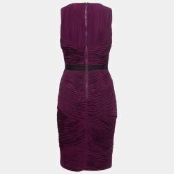 مملوكة مسبقًا Burberry Deep Purple Crepe Gathered Sheath Dress S 