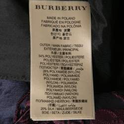 Pre Owned Burberry Deep Blue & Purple Floral Jacquard Sheath Dress S
