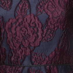 Pre Owned Burberry Deep Blue & Purple Floral Jacquard Sheath Dress S