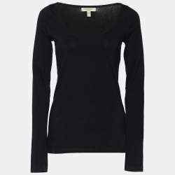 Burberry Black Cotton Contrast Elbow Detail Long Sleeve T-Shirt S