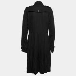 Pre Owned Burberry Black Synthetic Pleated Trench Coat M