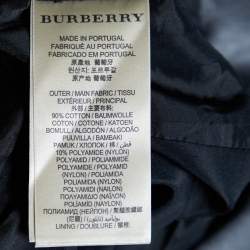 Pre Owned Burberry Grey Cotton Knit Leather Trim Blazer S
