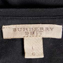 Burberry Brit Black Cotton Knit Nova Check Detail Roundneck T-Shirt M