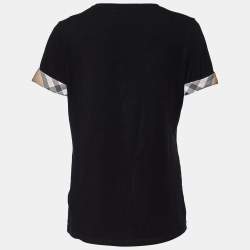Burberry Brit Black Cotton Knit Nova Check Detail Roundneck T-Shirt M