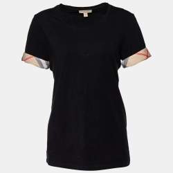 Burberry Brit Black Cotton Knit Nova Check Detail Roundneck T-Shirt M