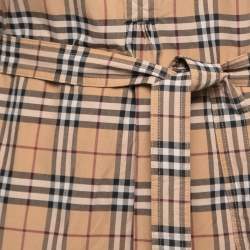 Burberry Beige Check Cotton Belted Shirt Dress S