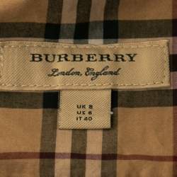 Burberry Beige Check Cotton Belted Shirt Dress S