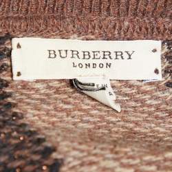 Pre Owned Burberry Brown Checkered Wool Knit Sweater Dress XL