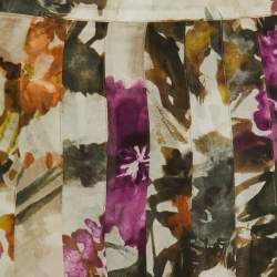 Pre Owned Burberry Multicolor Printed Silk Pleated Skirt S