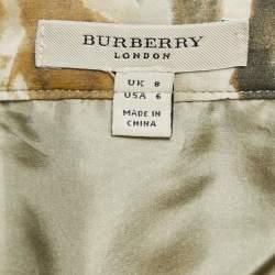 Pre Owned Burberry Multicolor Printed Silk Pleated Skirt S