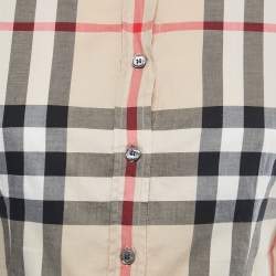 Pre Owned Burberry Brit Beige Nova Check Cotton Shirt XS