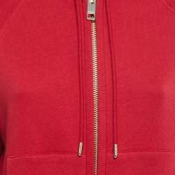 Pre Owned Burberry Red Cotton Zip Front Hoodie S