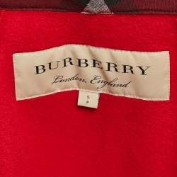 Pre Owned Burberry Red Cotton Zip Front Hoodie S