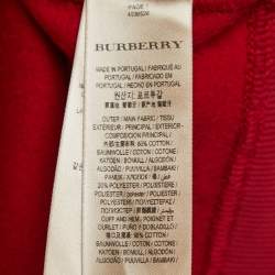 Pre Owned Burberry Red Cotton Zip Front Hoodie S