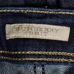Pre Owned Burberry Navy Blue Denim Zipper Hem Detail Burrington Jeans S Waist 28"
