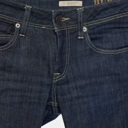 Pre Owned Burberry Navy Blue Denim Zipper Hem Detail Burrington Jeans S Waist 28"