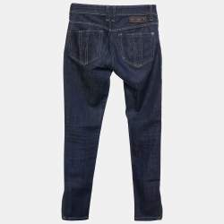 Pre Owned Burberry Navy Blue Denim Zipper Hem Detail Burrington Jeans S Waist 28"