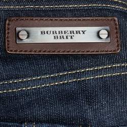 Pre Owned Burberry Navy Blue Denim Zipper Hem Detail Burrington Jeans S Waist 28"