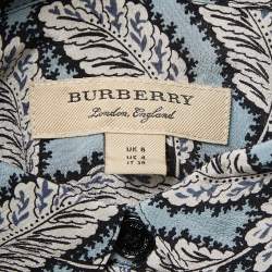 Pre Owned Burberry Blue Printed Silk Shift Dress S