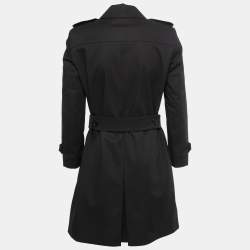 Pre Owned Burberry Black Cotton Belted Trench Coat S