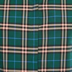 Burberry Green Checked Cotton Concealed Button Shirt XS