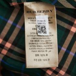 Burberry Green Checked Cotton Concealed Button Shirt XS