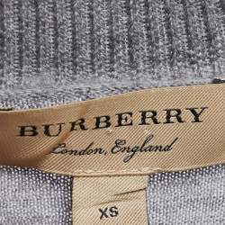 Burberry Grey Wool Patch Detail Buttoned Cardigan XS