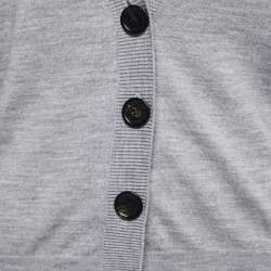 Burberry Grey Wool Patch Detail Buttoned Cardigan XS