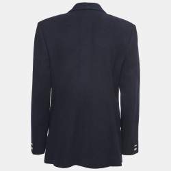 Pre Owned Burberry Vintage Navy Blue Wool & Cashmere Blazer M