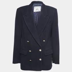 Pre Owned Burberry Vintage Navy Blue Wool & Cashmere Blazer M