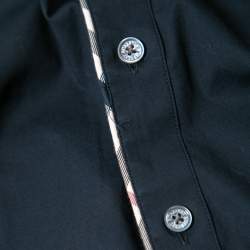 Burberry Navy Blue Cotton Nova Check Trim Detail Shirt M