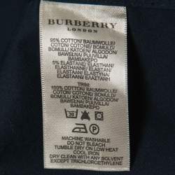 Burberry Navy Blue Cotton Nova Check Trim Detail Shirt M