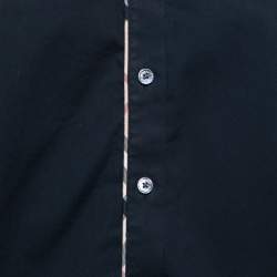 Burberry Navy Blue Cotton Nova Check Trim Detail Shirt M
