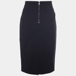Pre Owned Burberry Black Wool Pencil Skirt S