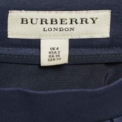 Burberry Navy Blue Wool & Silk Pleated Mini Skirt XS