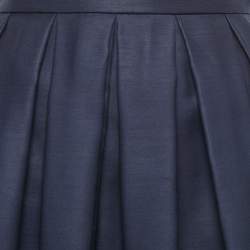Burberry Navy Blue Wool & Silk Pleated Mini Skirt XS