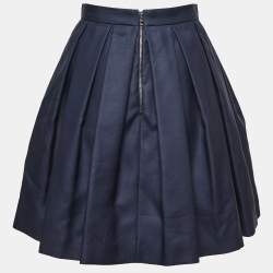 Burberry Navy Blue Wool & Silk Pleated Mini Skirt XS
