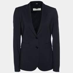 Burberry Black Wool Button Front Blazer S