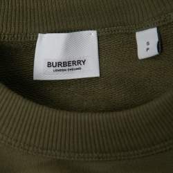 Pre Owned Burberry Dark Moss Cotton Crew Neck Side Panel Sweatshirt S
