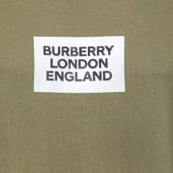 Pre Owned Burberry Dark Moss Cotton Crew Neck Side Panel Sweatshirt S