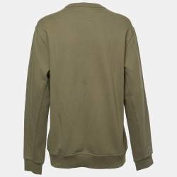 Pre Owned Burberry Dark Moss Cotton Crew Neck Side Panel Sweatshirt S