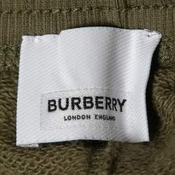 Pre Owned Burberry Dark Moss Cotton Logo Print Joggers S