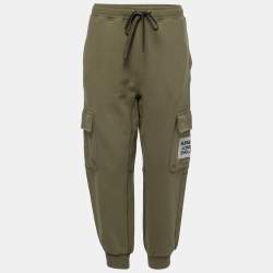 Pre Owned Burberry Dark Moss Cotton Logo Print Joggers S