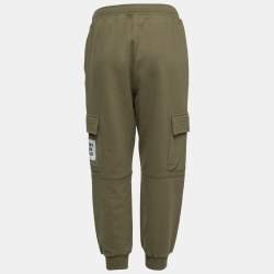Pre Owned Burberry Dark Moss Cotton Logo Print Joggers S