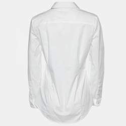 Pre Owned Burberry White Cotton Fitted Shirt S