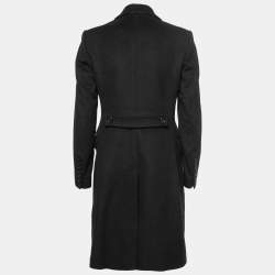 Pre Owned Burberry Black Wool Single-Breasted Coat M