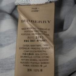 Burberry Blue Graphic Stripe Print Cotton Boat Neck T-Shirt XS